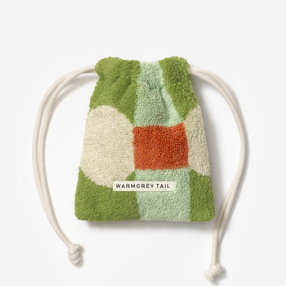 DOT CHECK TERRY POUCH - CREAM ON MINT