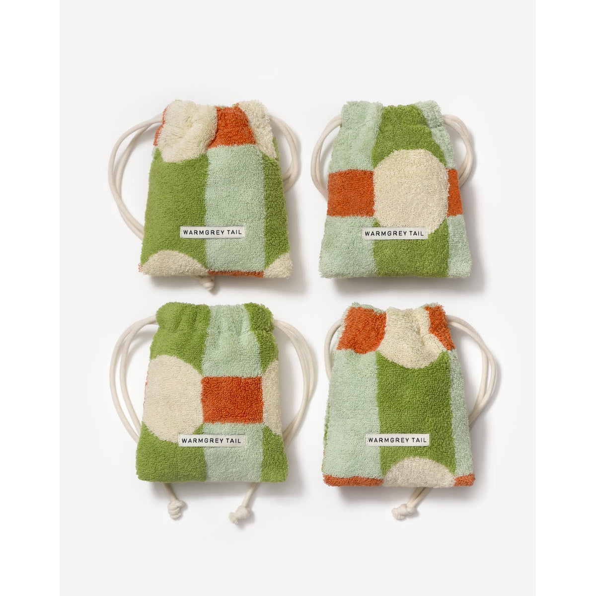 DOT CHECK TERRY POUCH - CREAM ON MINT