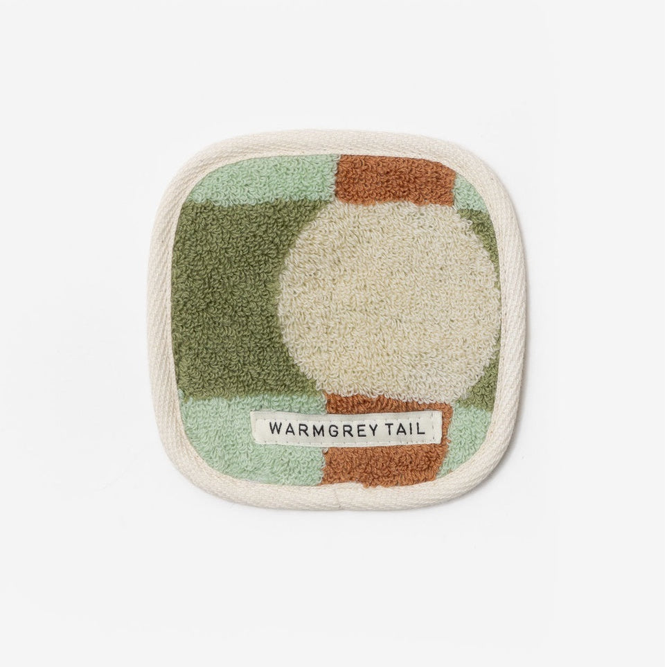 DOT CHECK TOWEL COASTER - CREAM ON MINT