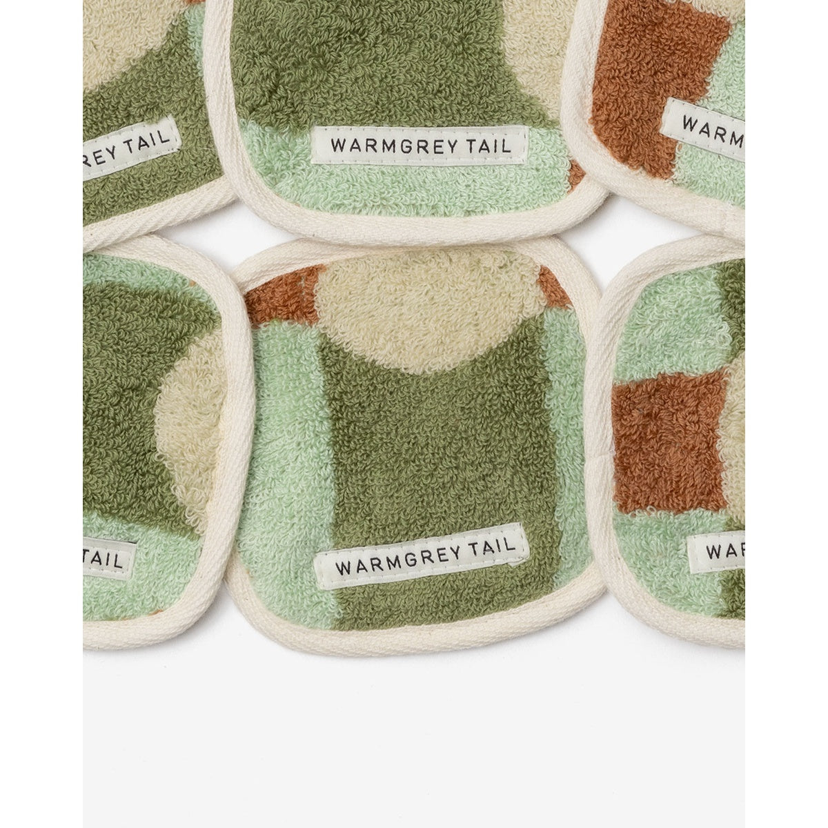 DOT CHECK TOWEL COASTER - CREAM ON MINT