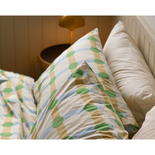 DOT CHECK GREEN ON BEIGE DUVET COVER