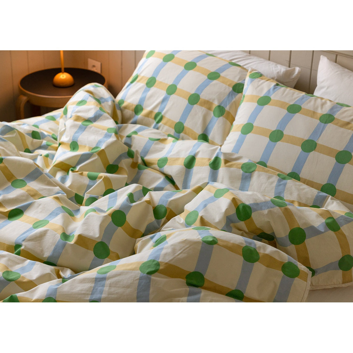 DOT CHECK GREEN ON BEIGE DUVET COVER