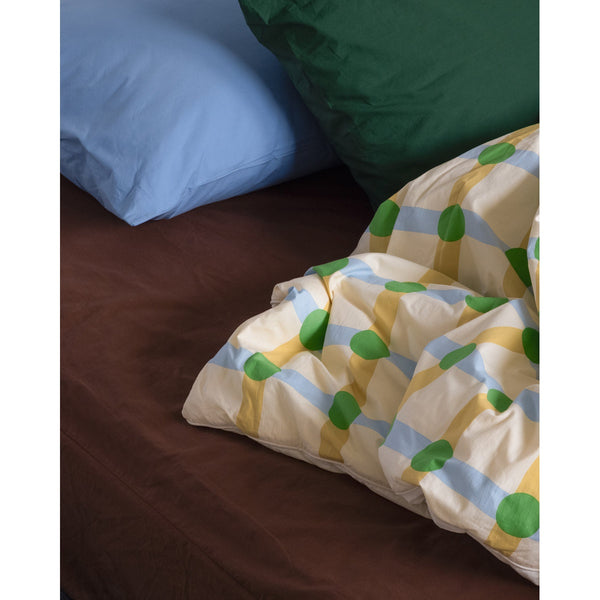 DOT CHECK GREEN ON BEIGE DUVET COVER