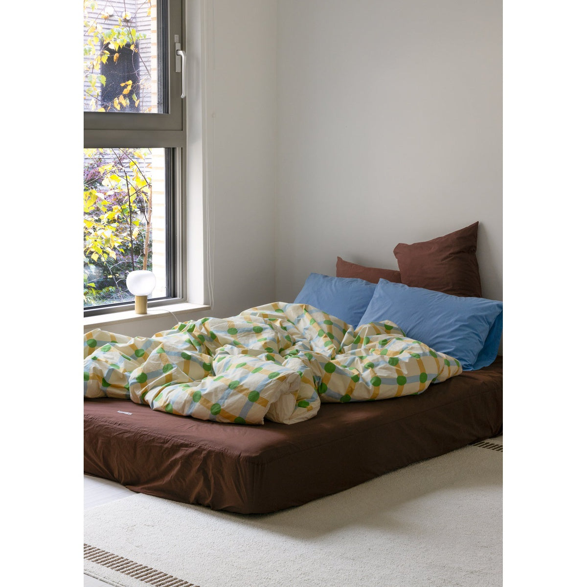 DOT CHECK GREEN ON BEIGE DUVET COVER