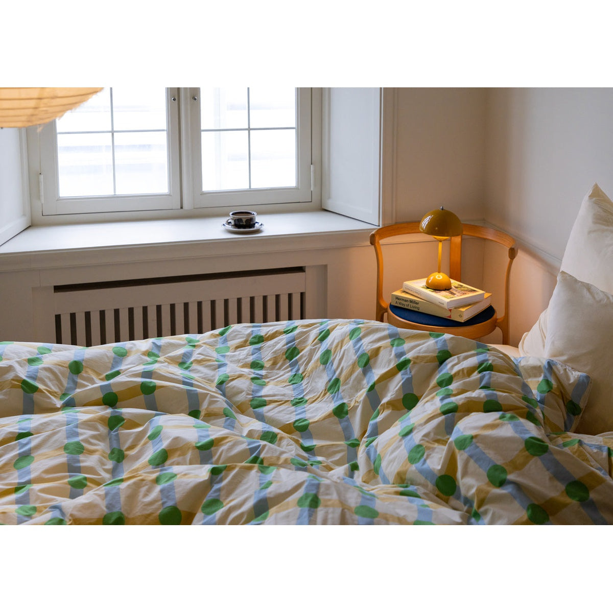 DOT CHECK GREEN ON BEIGE DUVET COVER