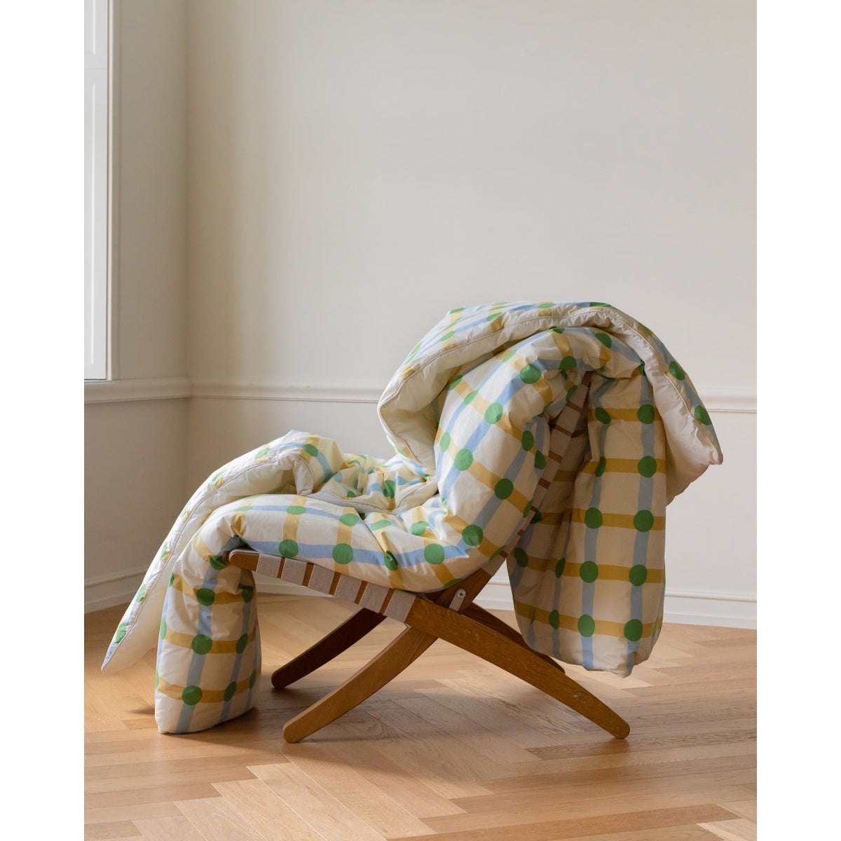 DOT CHECK GREEN ON BEIGE DUVET COVER