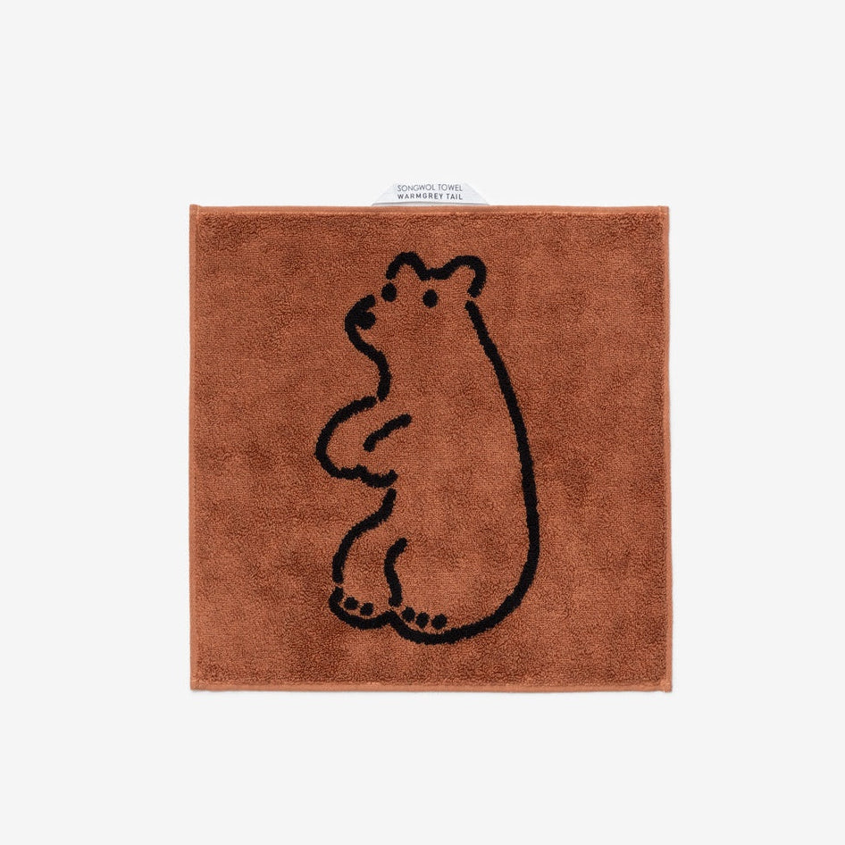 HUGGY BEAR HAND TOWEL - BRICK
