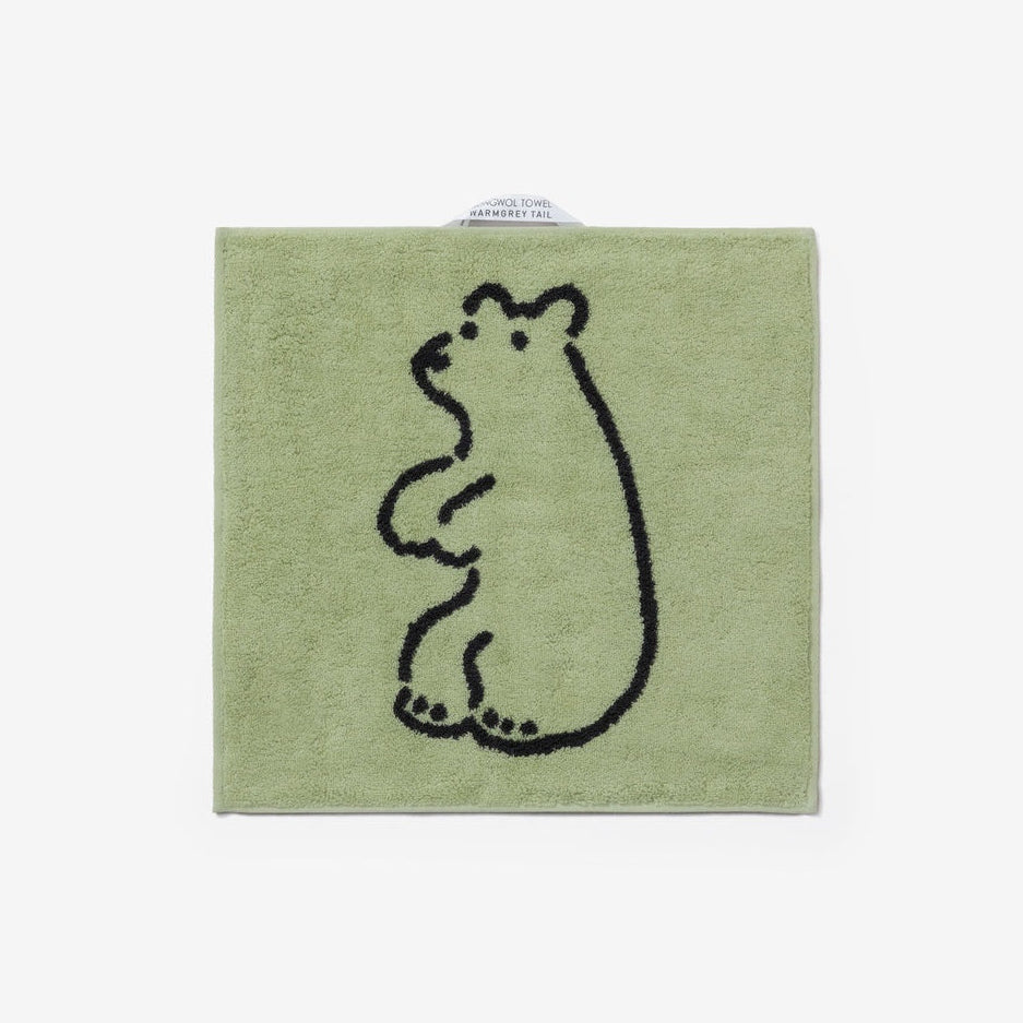 HUGGY BEAR HAND TOWEL - OLIVE