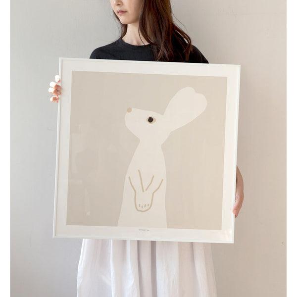HEART RABBIT - BEIGE POSTER [SQUARE]
