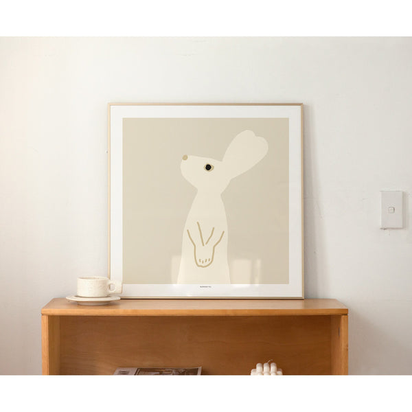 HEART RABBIT - BEIGE POSTER [SQUARE]