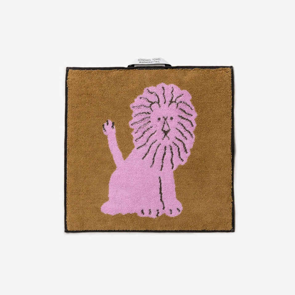 LION HAND TOWEL - CORAL