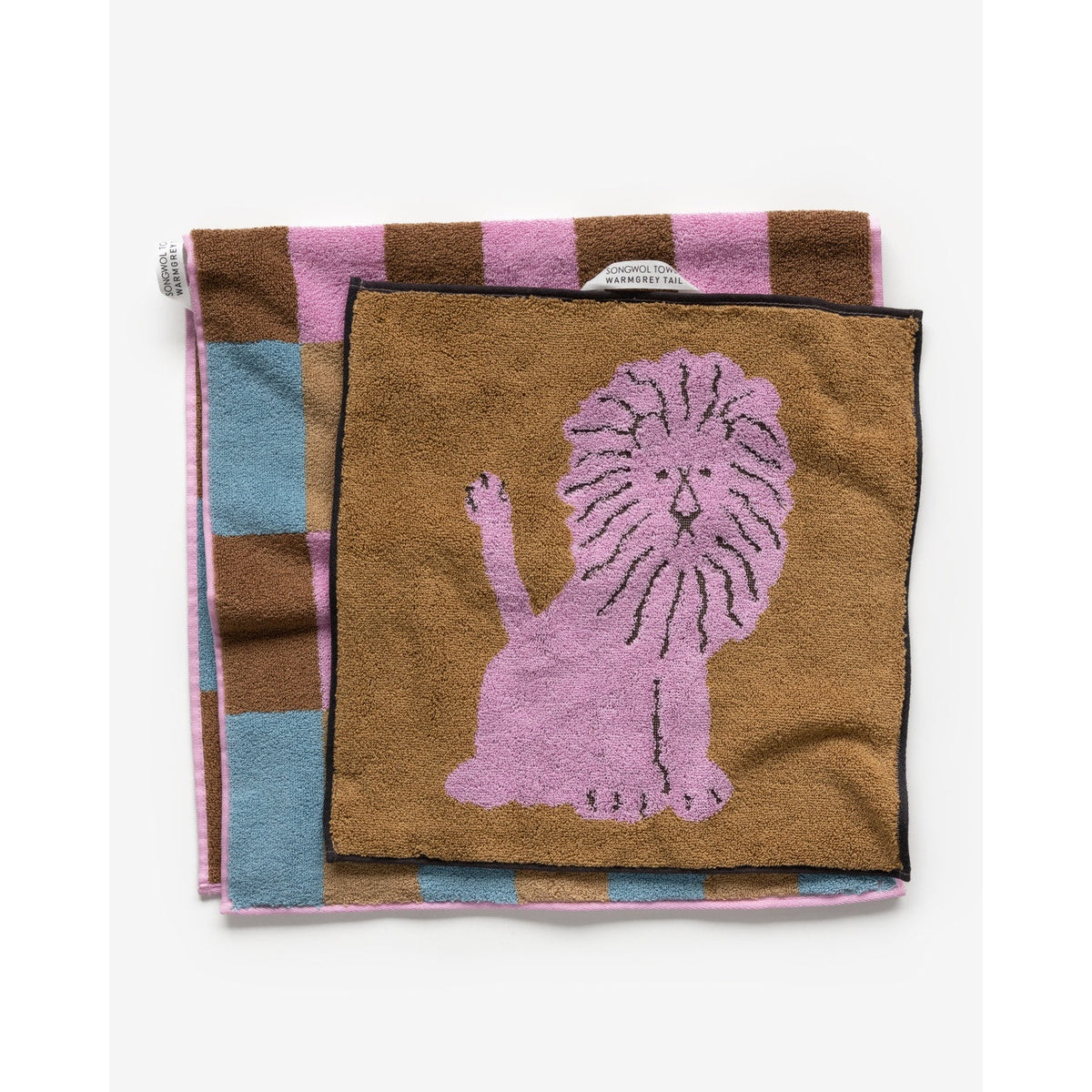LION HAND TOWEL - CORAL
