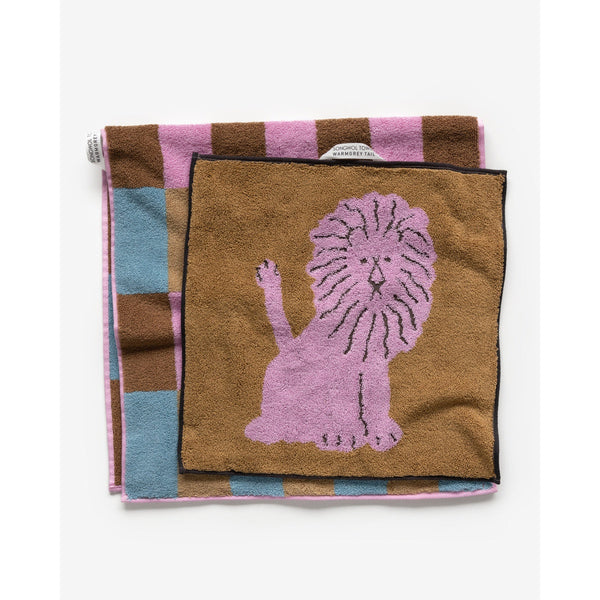 LION HAND TOWEL - CORAL