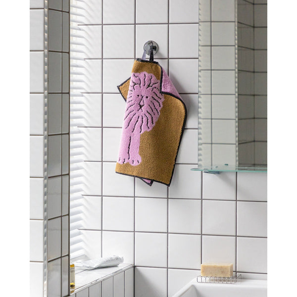 LION HAND TOWEL - CORAL