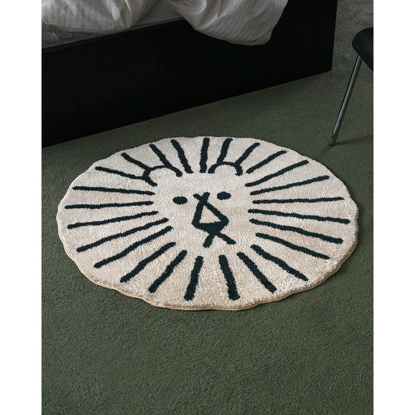 LION RUG - BLACK LINE ON IVORY (ø100cm)