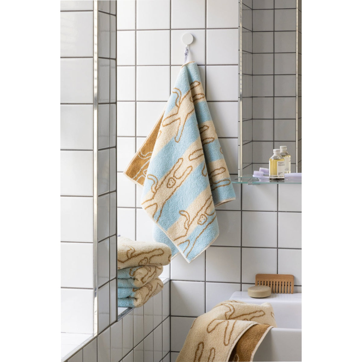 MONKEY FACE TOWEL - BLUE STRIPE