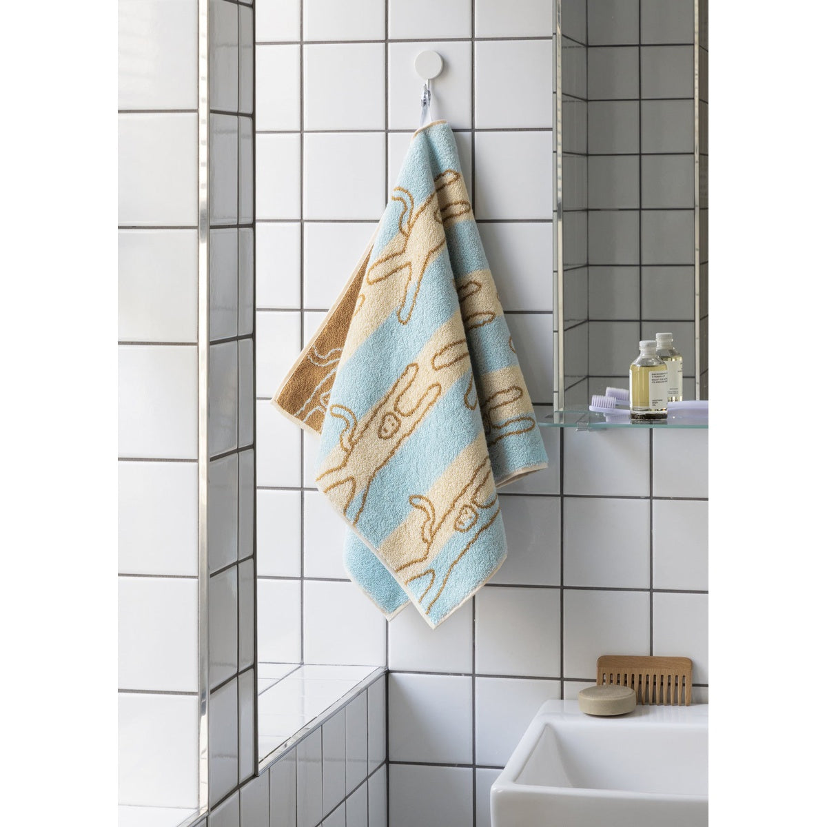 MONKEY FACE TOWEL - BLUE STRIPE
