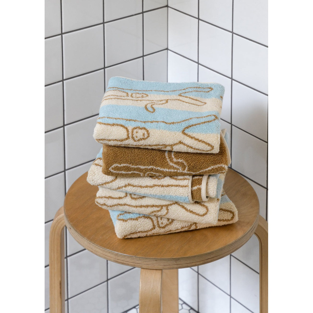 MONKEY FACE TOWEL - BLUE STRIPE