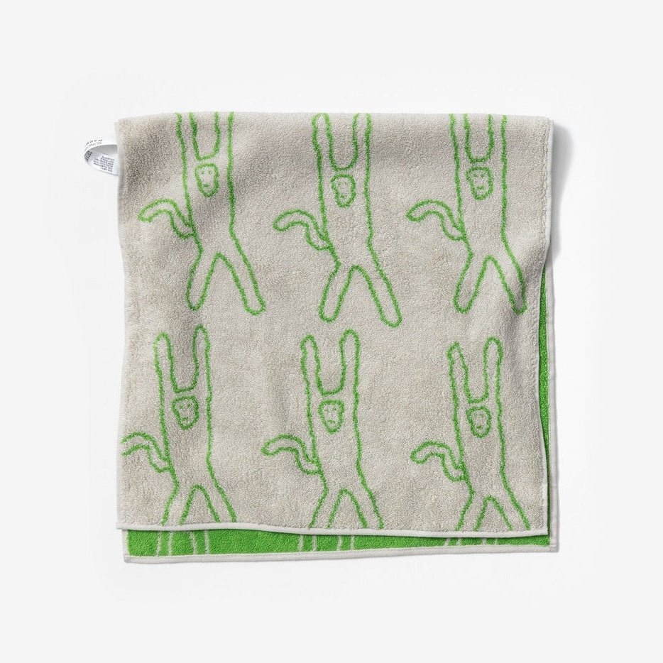 MONKEY FACE TOWEL - GREEN ON GREY