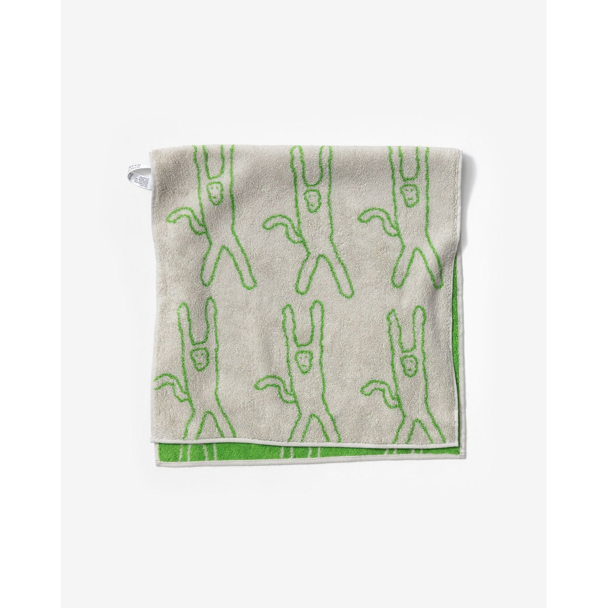 MONKEY FACE TOWEL - GREEN ON GREY