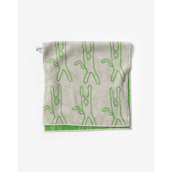 MONKEY FACE TOWEL - GREEN ON GREY