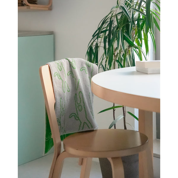 MONKEY FACE TOWEL - GREEN ON GREY