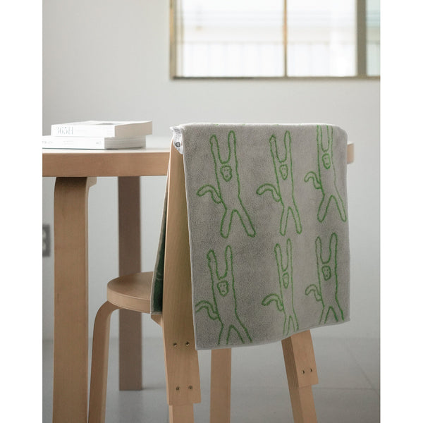 MONKEY FACE TOWEL - GREEN ON GREY