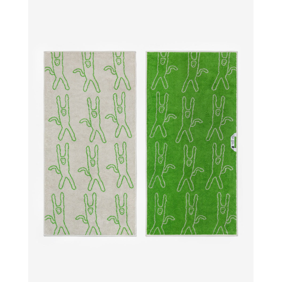 MONKEY FACE TOWEL - GREEN ON GREY