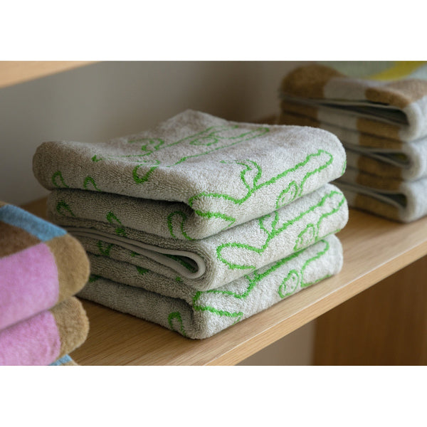 MONKEY FACE TOWEL - GREEN ON GREY
