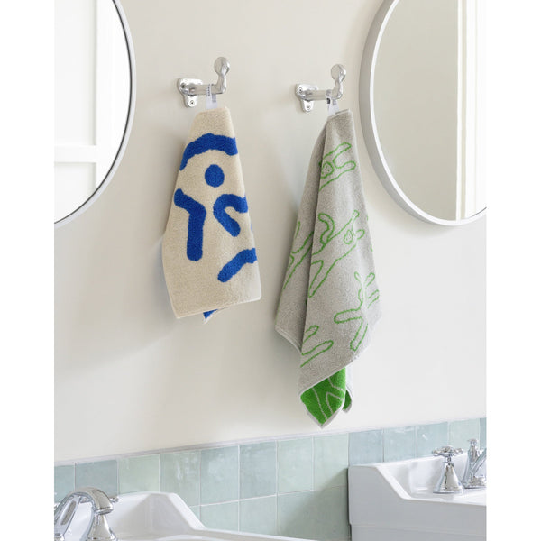 MONKEY FACE TOWEL - GREEN ON GREY