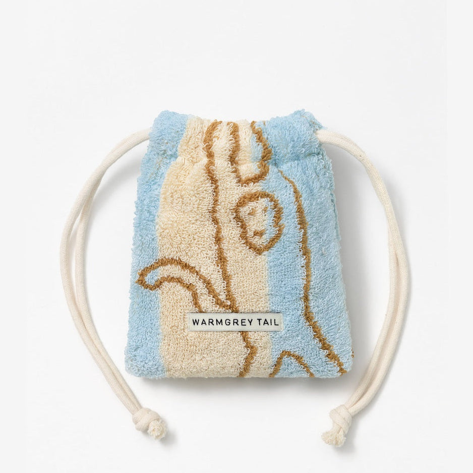 MONKEY TERRY POUCH - BLUE STRIPE