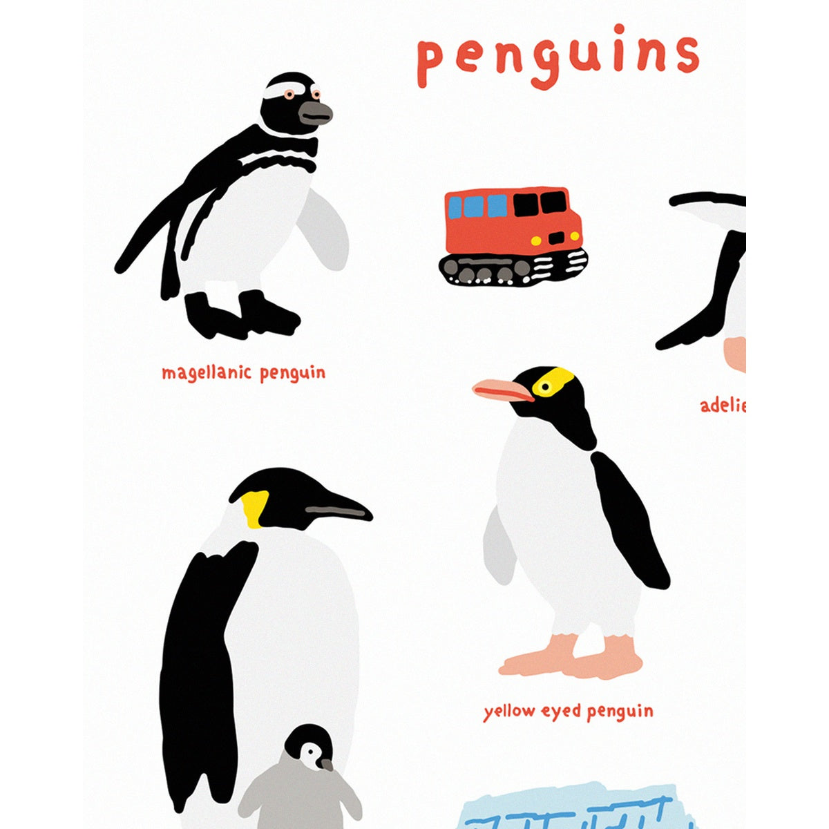 PENGUINS & VISITORS POSTER