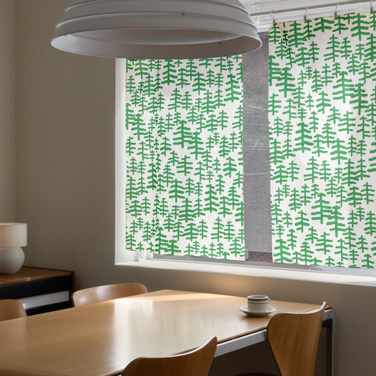 TREE & TREE WINDOW CURTAIN - GREEN