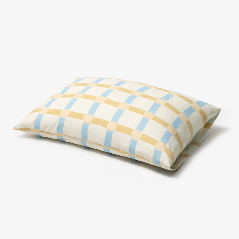 DOT CHECK PILLOW CASE - BLUE STRIPE