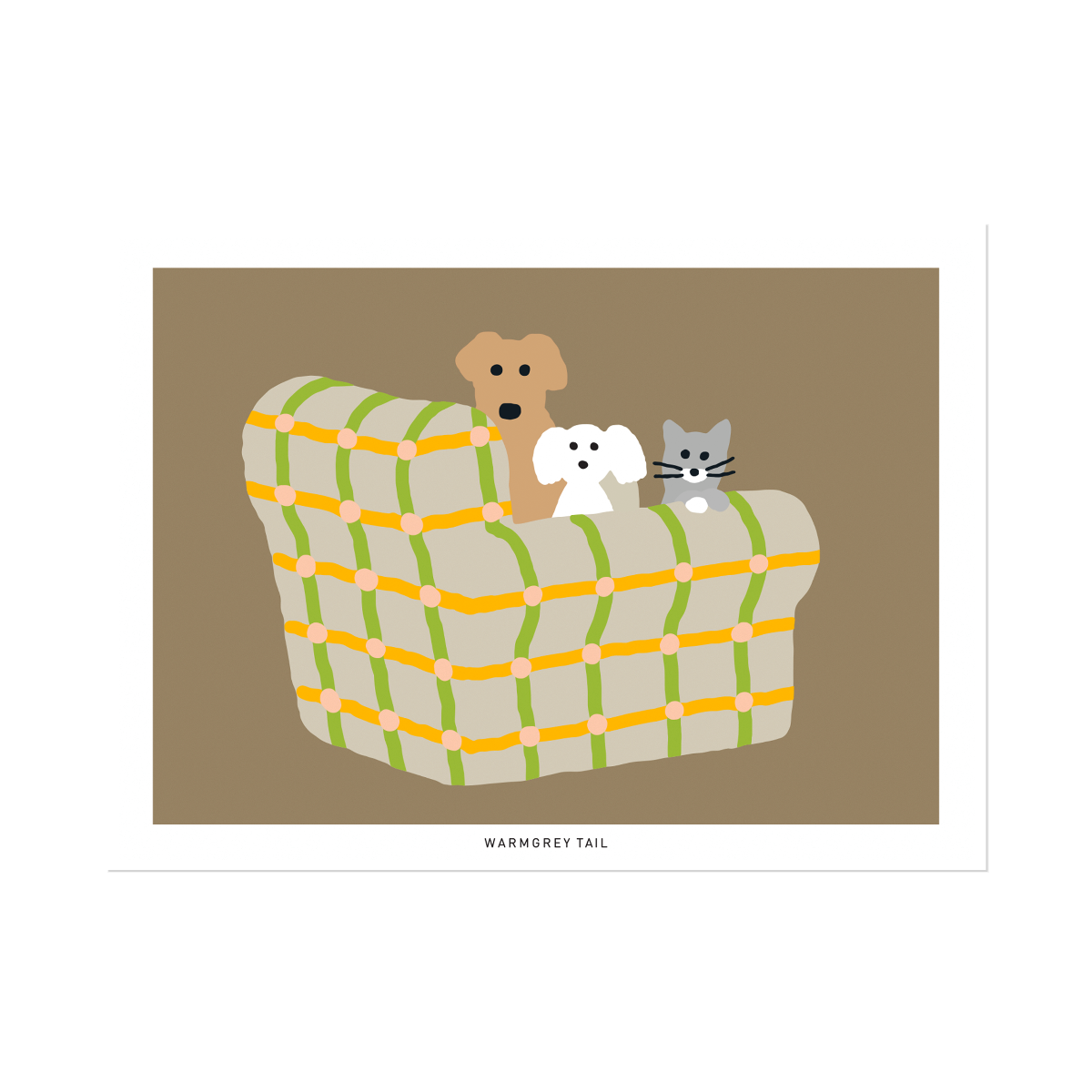 ARMCHAIR DOGS & CAT - WARMGREY POSTCARD
